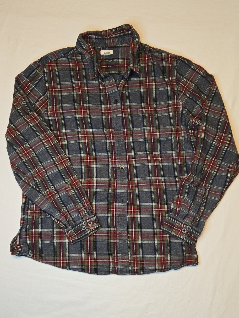 L.L. Bean Multicolor Flannel Button Down Cotton Shirt Vintage 90s